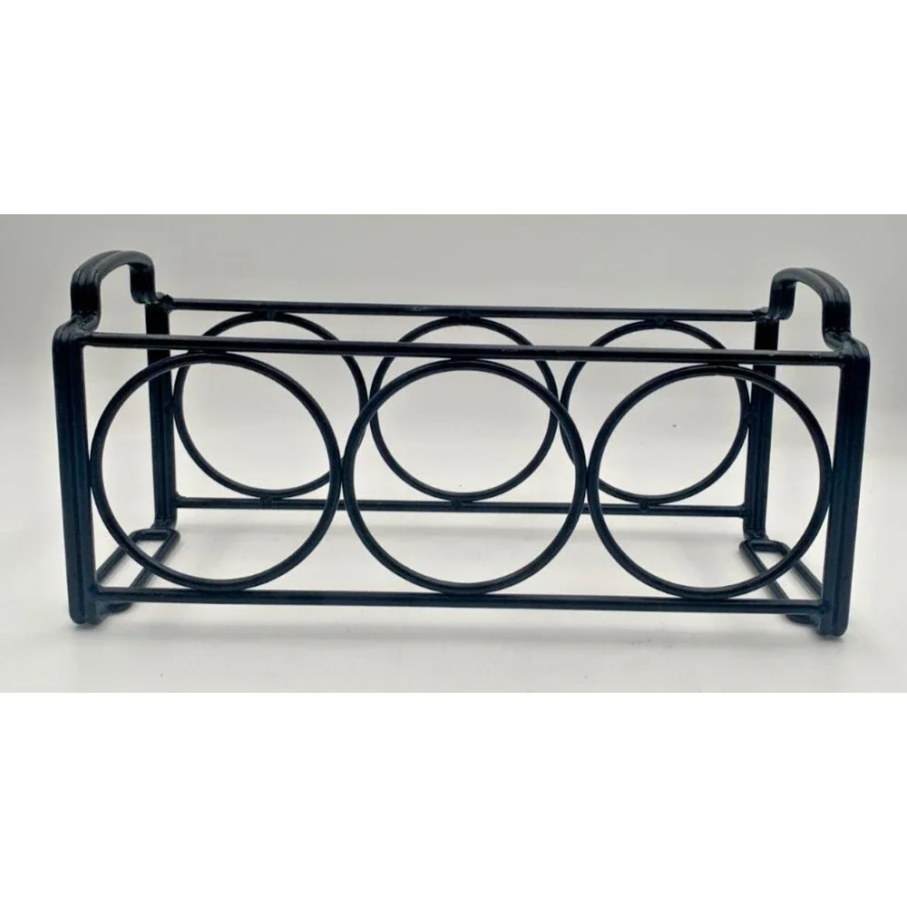 Modern Black Metal 3-Bottle Wine Rack Tabletop Horizontal Bottle Holder Barware